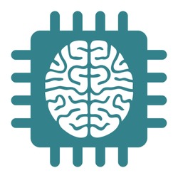 Artificial intelligence super brain computer chip or machine learning icon