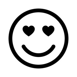 Smiley face in love line art vector icon for apps and websites