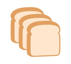 Three slices of sliced bread flat vector color icon for food apps and websites