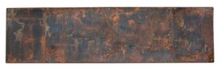 Rusty Brown Grey Old Empty Metal Sign Plate Isolated on White. Clipping Path Included. 