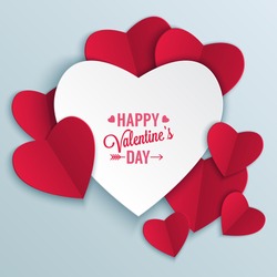 Valentine's day abstract background with cut paper heart. Vector illustration