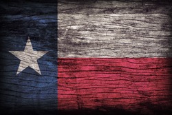 Texas flag pattern on wooden board texture ,retro vintage style