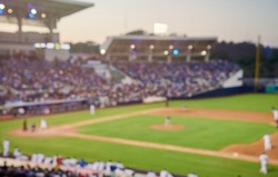 Baseball game blurred background on modern stadium