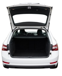 Open clean trunk of SUV car back view isolated