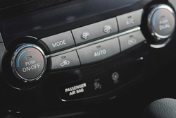 Modern car climate control system close up view