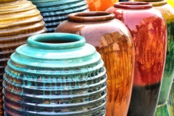 Colored jars.
