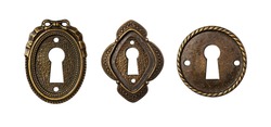 Vintage keyholes collection as decorative design elements isolated on white background
