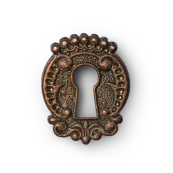 Vintage keyhole as decorative design element isolated on white background