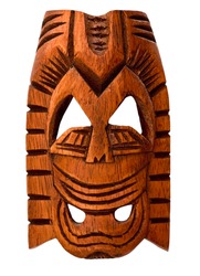 Wooden Hawaiian mask of love isolated