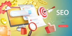 3D Vector Conceptual Illustration of SEO - Search Engine Optimization, Website Ranking, Keyword Research