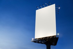 Portrait billboard blank for outdoor advertising poster at blue sky.
