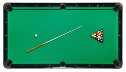 Billiard table, top view isolated white background. Path included