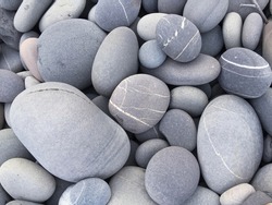 Pebbles background, abstract background with round gray stones,


