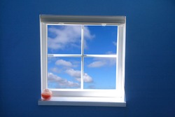 window and blue sky, concept of freedom