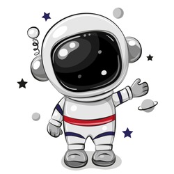 Cute Cartoon astronaut isolated on a white background