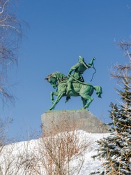 Ufa, Russia - February 28, 2018: 
Monument to Salavat Yulayev