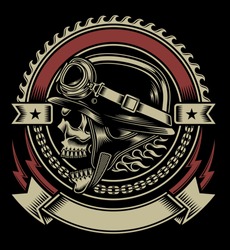 Vintage Biker Skull Emblem