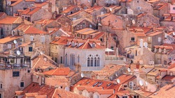 Summer mediterranean cityscape - view of the roofs of the Old Town of Dubrovnik, on the Adriatic coast of Croatia