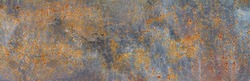 Panoramic grunge rusted metal texture, rust and oxidized metal background. Old metal iron panel. 
