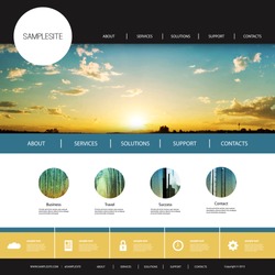 Website Design Template for Your Business with Sunset Photo Background