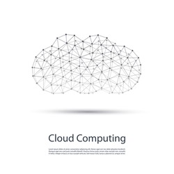 Black and White Minimal Cloud Computing, Networks Structure, Telecommunications Concept Design With Wireframe - Vector Illustration