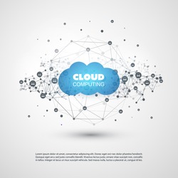 Cloud Computing Design Concept with Polygon - Global Digital Network Connections, Technology Background