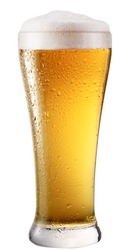 Frosty glass of light beer isolated on a white background. File contains clipping path.