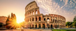 Colosseum in Rome at sunrise, Italy, Europe.