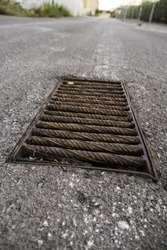 Manhole detail to drain water in the street