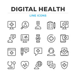 Digital health line icons set. Modern outline elements, graphic design concepts, simple symbols collection. Vector line icons