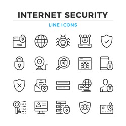 Internet security line icons set. Modern outline elements, graphic design concepts, simple symbols collection. Vector line icons