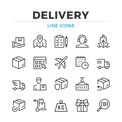 Delivery line icons set. Modern outline elements, graphic design concepts, simple symbols collection. Vector line icons