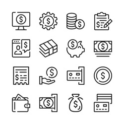 Money line icons set. Modern graphic design concepts, simple outline elements collection. Vector line icons