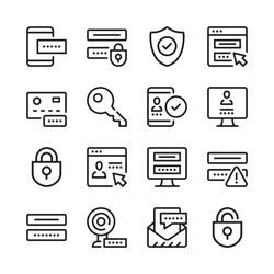 Password line icons set. Modern graphic design concepts, simple outline elements collection. Vector line icons
