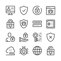 Computer security line icons set. Modern graphic design concepts, simple outline elements collection. Vector line icons