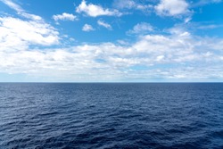 Atlantic Ocean Seascape - Ocean waves with blue sky and clouds