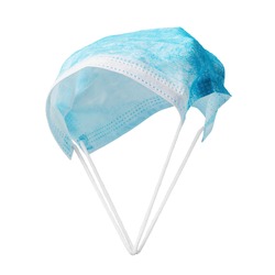 Parachute from a medical mask isolated on a white background. The concept of protection against coronavirus and other viruses