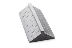 Gray plaster ramp with two sides for fingerboarding, isolated on a white background