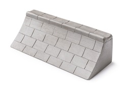 Gray plaster ramp for fingerboarding, imitating a wall, isolated on a white background