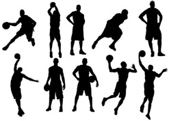 The set of 10 basketball players silhouette