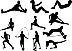 The set of 11 fitness silhouette 