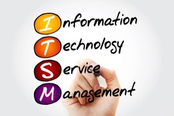 Hand writing ITSM - Information Technology Service Management with marker, acronym business concept