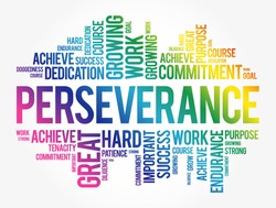 Perseverance word cloud collage, business concept background