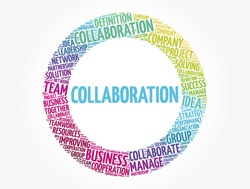 COLLABORATION circle word cloud collage, business concept background