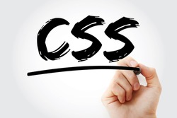 CSS Cascading Style Sheets - language used for describing the presentation of a document written in a markup language, acronym text with marker
