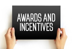 Awards and Incentives text on card, concept background