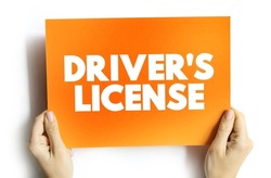 Driver's license - legal authorization confirming authorization to operate one or more types of motorized vehicles, text concept on card