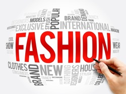 Fashion word cloud collage, concept background