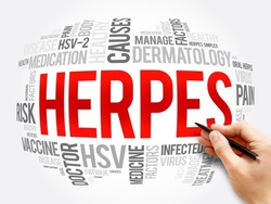 Herpes word cloud collage, health concept background