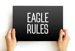 Eagle Rules text on card, concept background
